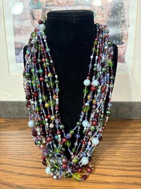 Vintage Joan Rivers Multi-Strand Beaded Necklace Gold Tone Clasp